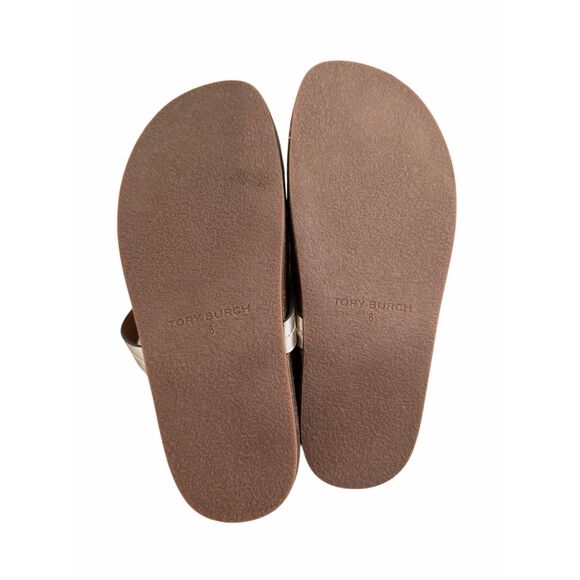 Tory Burch Miller Cloud Sandals Womens Size 6 Spark Gold With Medallion - Picture 8 of 8